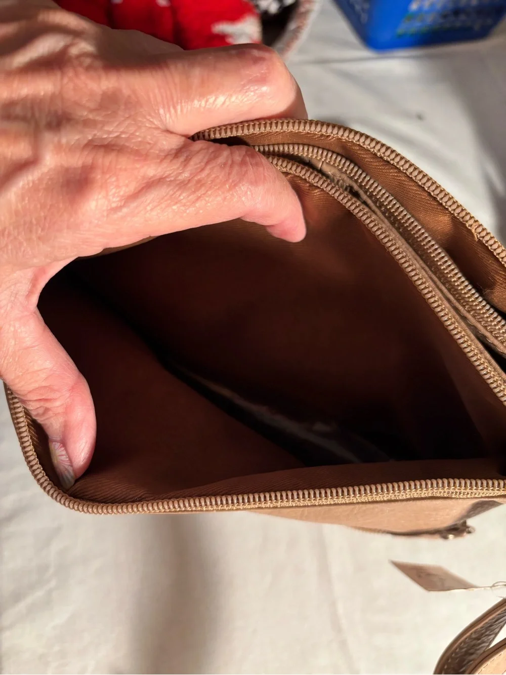 Leather Crossbody Bag in Taupe